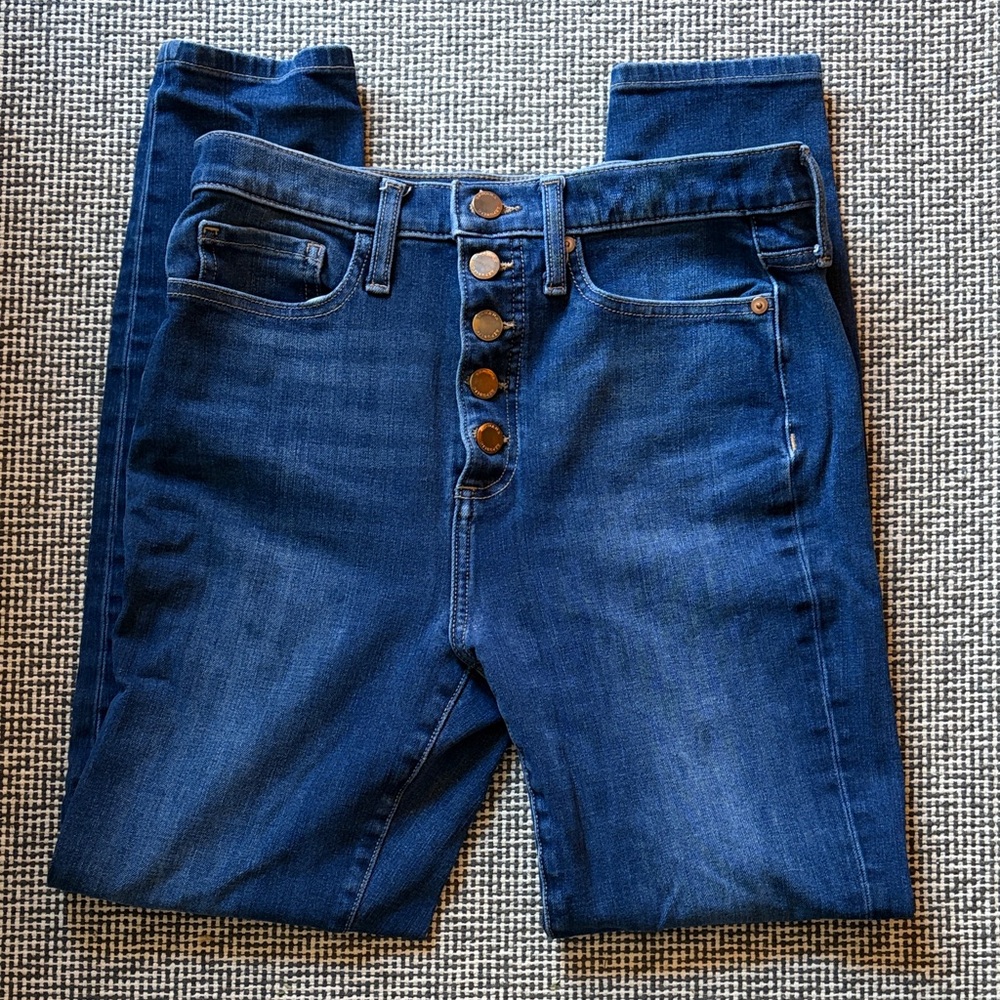 Banana Republic Medium Wash Button Fly Blue High-Waisted Skinny Jeans 28R